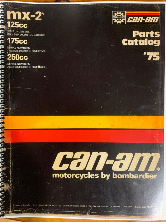 Can Am MX-2 125cc 175cc 250cc Parts Catalog Book