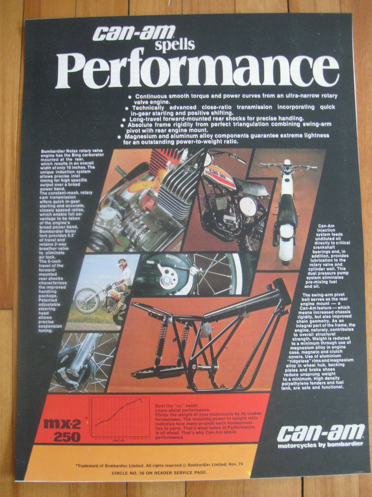 CAN-AM MX 2 250 VINTAGE GARAGE SHOP POSTER ROTAX BOMBARDIER